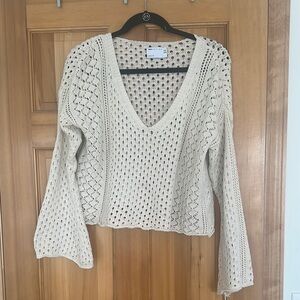 ASOS Cream‎ Open Knit Bell sleeve Sweater